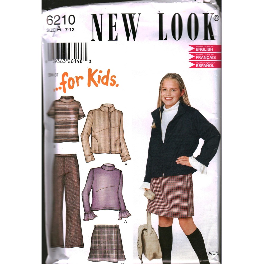 New Look 6210 Sewing Pattern Kids Jacket Skirt Pants Top Size A 7-12 cut